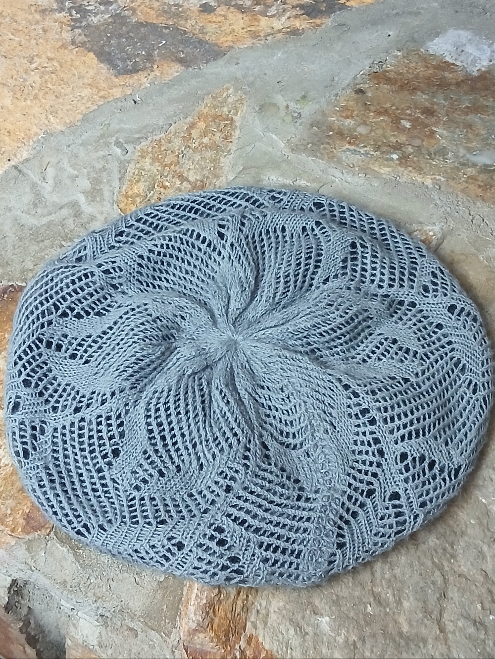 🍂 Icing Light Grey Crochet Knit Beret Beanie
